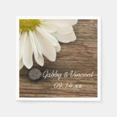 Serviette En Papier Mariage campagnard blanc de marguerite et de grang (Devant)