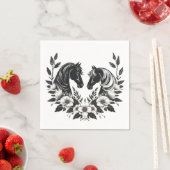 Serviette En Papier Mariage campagnard-Chevaux et fleurs (En situation)