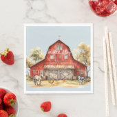 Serviette En Papier Mariage campagnard d'animaux de ferme (En situation)