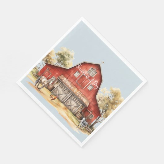 Serviette En Papier Mariage campagnard d'animaux de ferme (Coin)