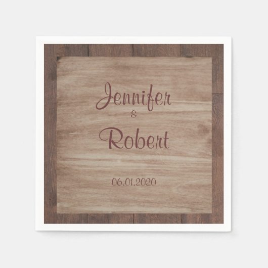 Serviette En Papier Mariage campagnard de bois et de bouleau (Devant)