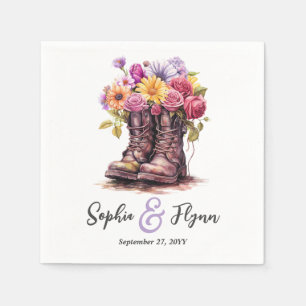 Serviette En Papier Mariage campagnard de bottes florales rustique aqu