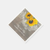 Serviette En Papier Mariage campagnard de dentelle en bois rustique (Coin)