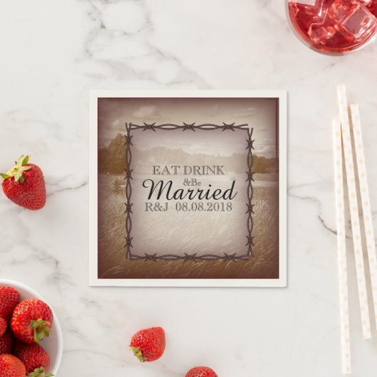 Serviette En Papier mariage campagnard occidental rustique moderne (En situation)