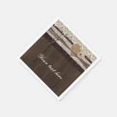 Serviette En Papier Mariage campagnard romantique en dentelle Burlap (Coin)