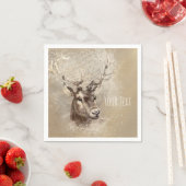 Serviette En Papier Mariage campagnard Rustic Deer Head (En situation)
