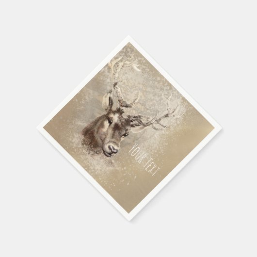 Serviette En Papier Mariage campagnard Rustic Deer Head (Coin)