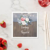 Serviette En Papier Mariage campagnard rustique bleu et blanc poussiér (En situation)