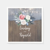 Serviette En Papier Mariage campagnard rustique bleu et blanc poussiér (Devant)