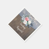 Serviette En Papier Mariage campagnard rustique bleu et blanc poussiér (Coin)