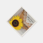 Serviette En Papier Mariage campagnard rustique de tournesol et dentel (Coin)