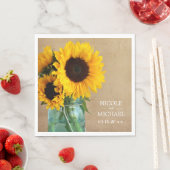 Serviette En Papier Mariage campagnard rustique de tournesol Mason Jar (En situation)