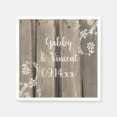 Serviette En Papier Mariage campagnard rustique en bois de grange (Devant)