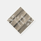Serviette En Papier Mariage campagnard rustique en bois de grange (Coin)