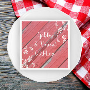 Serviette En Papier Mariage campagnard rustique en bois de grange roug