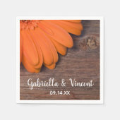 Serviette En Papier Mariage campagnard rustique en bois d'orange (Devant)
