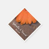 Serviette En Papier Mariage campagnard rustique en bois d'orange (Coin)