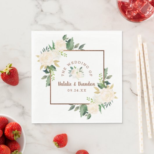 Serviette En Papier Mariage campagnard rustique frais ferme Monogramme (En situation)
