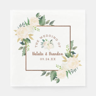 Serviette En Papier Mariage campagnard rustique frais ferme Monogramme