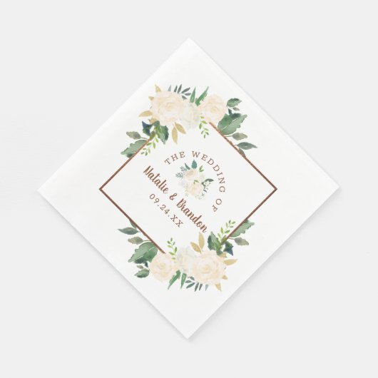 Serviette En Papier Mariage campagnard rustique frais ferme Monogramme (Coin)