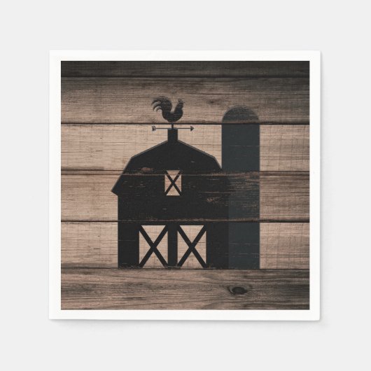 Serviette En Papier Mariage campagnard rustique Patiné en bois noir (Devant)