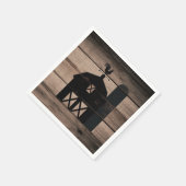 Serviette En Papier Mariage campagnard rustique Patiné en bois noir (Coin)