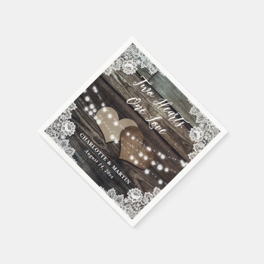 Serviette En Papier Mariage campagnard rustique romantique (Coin)