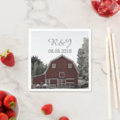 Serviette En Papier mariage campagnard rustique rouge grange mariage f (En situation)