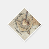 Serviette En Papier Mariage campagnard rustique Wood Heart (Coin)