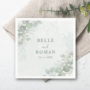 Serviette En Papier Mariage Campagne de Vert Sauge Eucalyptus
