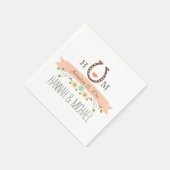 Serviette En Papier Mariage cardiaque de corail monogramme (Coin)