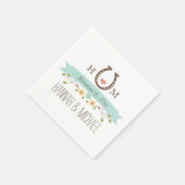Serviette En Papier Mariage cardiaque Monogrammed Aqua Blue Horseshoe (Coin)