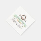 Serviette En Papier Mariage cardiaque Monogrammed Mint Green Horseshoe (Coin)
