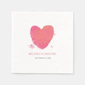 Serviette En Papier Mariage cardiaque rustique aquarelle (Devant)