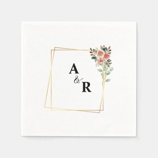Serviette En Papier Mariage Carré blanc simple et élégant (Devant)