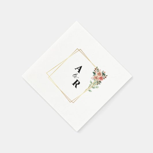 Serviette En Papier Mariage Carré blanc simple et élégant (Coin)