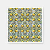 Serviette En Papier Mariage carrelage méditerranéen Capri jaune bleu c (Devant)