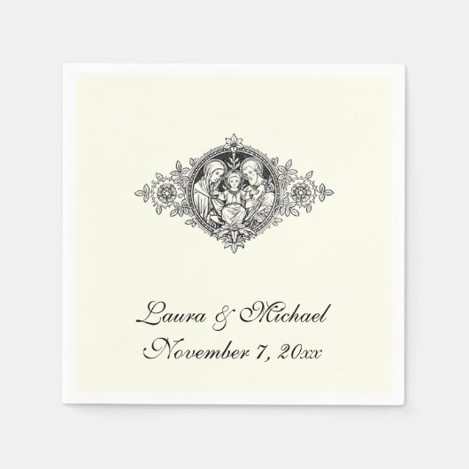 Serviette En Papier Mariage Catholique de la Sainte Famille Religieuse (Devant)