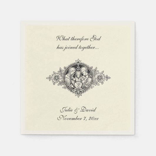 Serviette En Papier Mariage catholique Favoriser Sainte Famille Écru (Devant)