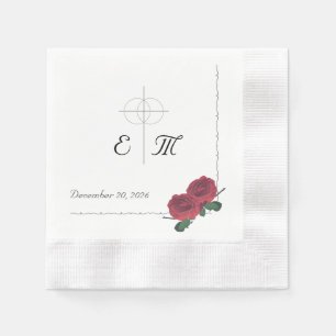 Serviette En Papier Mariage catholique Rose