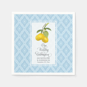 Serviette En Papier Mariage Célébration Marine bleu Citron blanc Citru