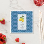 Serviette En Papier Mariage Célébration Marine bleu Citron blanc Citru (En situation)