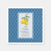 Serviette En Papier Mariage Célébration Marine bleu Citron blanc Citru (Devant)