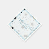 Serviette En Papier Mariage céleste bleu or noir (Coin)
