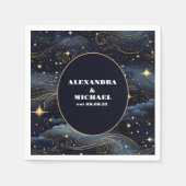 Serviette En Papier Mariage céleste de minuit bleu étoiles de lune (Devant)
