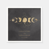 Serviette En Papier Mariage céleste de Tarot noir et de Faux Gold (Devant)