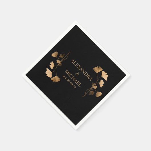Serviette En Papier Mariage céleste d'or noir mystique (Coin)