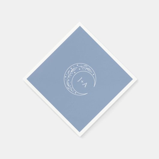 Serviette En Papier Mariage céleste Dusty Blue Boho (Coin)