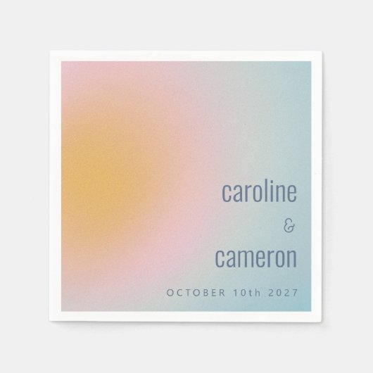 Serviette En Papier Mariage céleste Pastel bleu rose pâle (Devant)