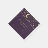Serviette En Papier Mariage céleste Profonde Violet Étoiles et Lune (Coin)